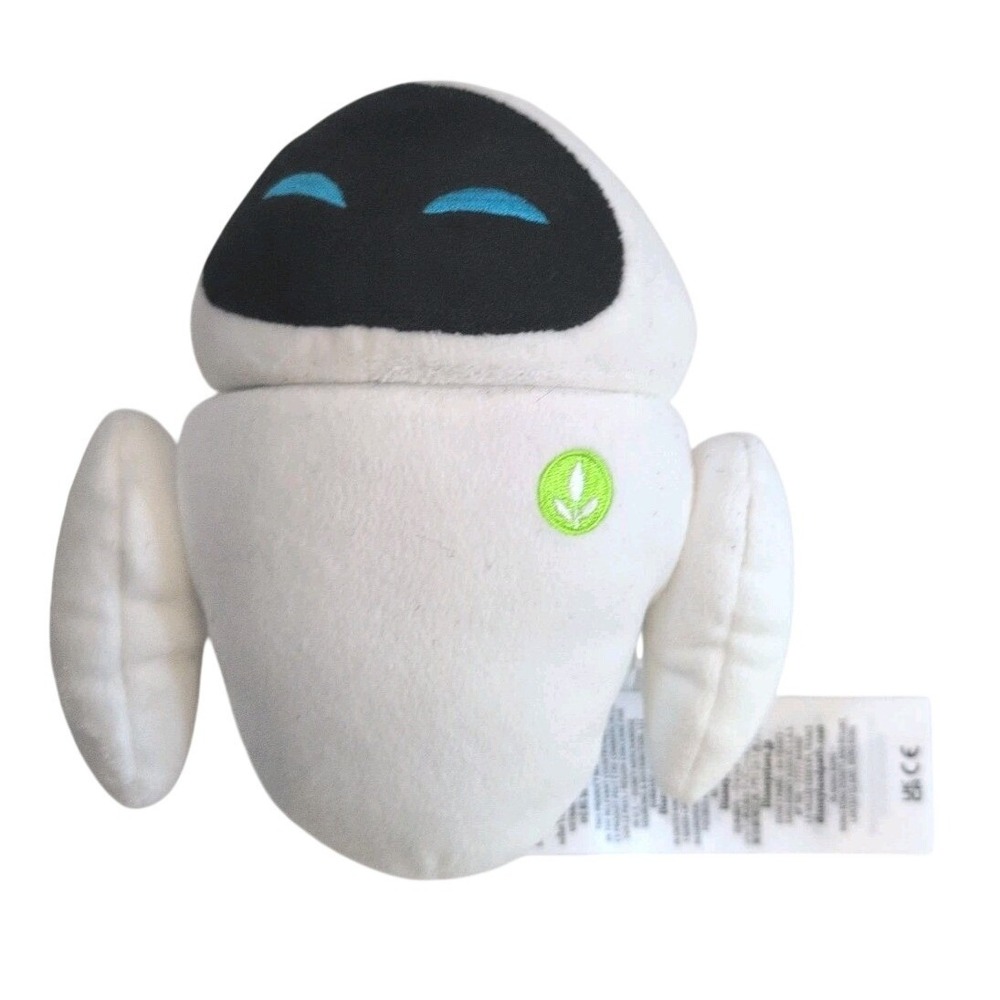 Disney Pixar Eve WALL-E Plush Head Swivels Squinting Eyes Disney Store 7"